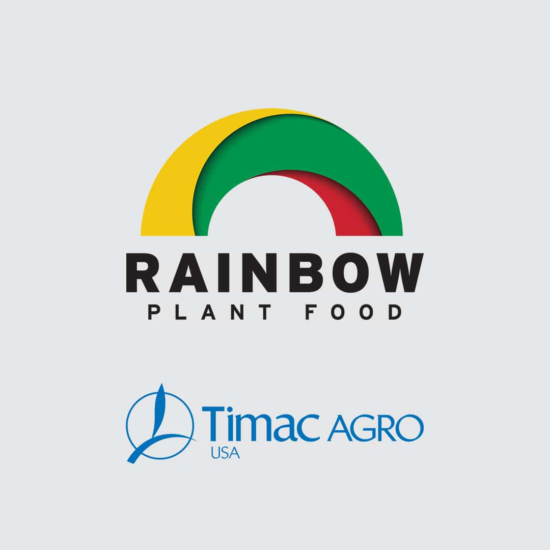 Rainbow Plant Food and TIMAC AGRO USA logos, representing TIMAC AGRO's acquisition.