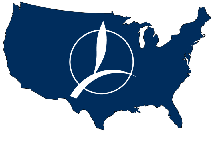 USA map with TIMAC AGRO leaf logo on top
