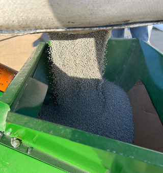 Humiflore soil conditioner getting ready to be applied to a field in North Carolina.